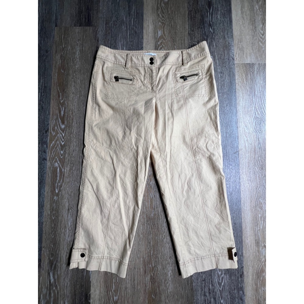 Ann Taylor LOFT Marisa Pants Womens‎ 6 Tan Khaki Utility Cropped Zipper Detail
